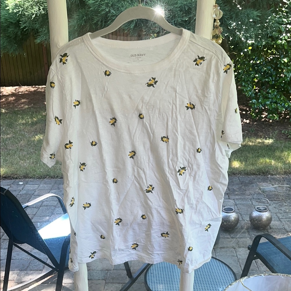 Old Navy Classic White Tee with Lemon Print